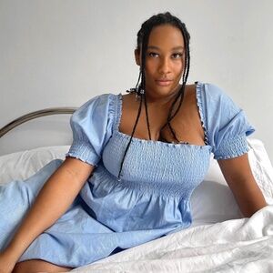 The Athena Nap Dress - Light Blue Glitter Check